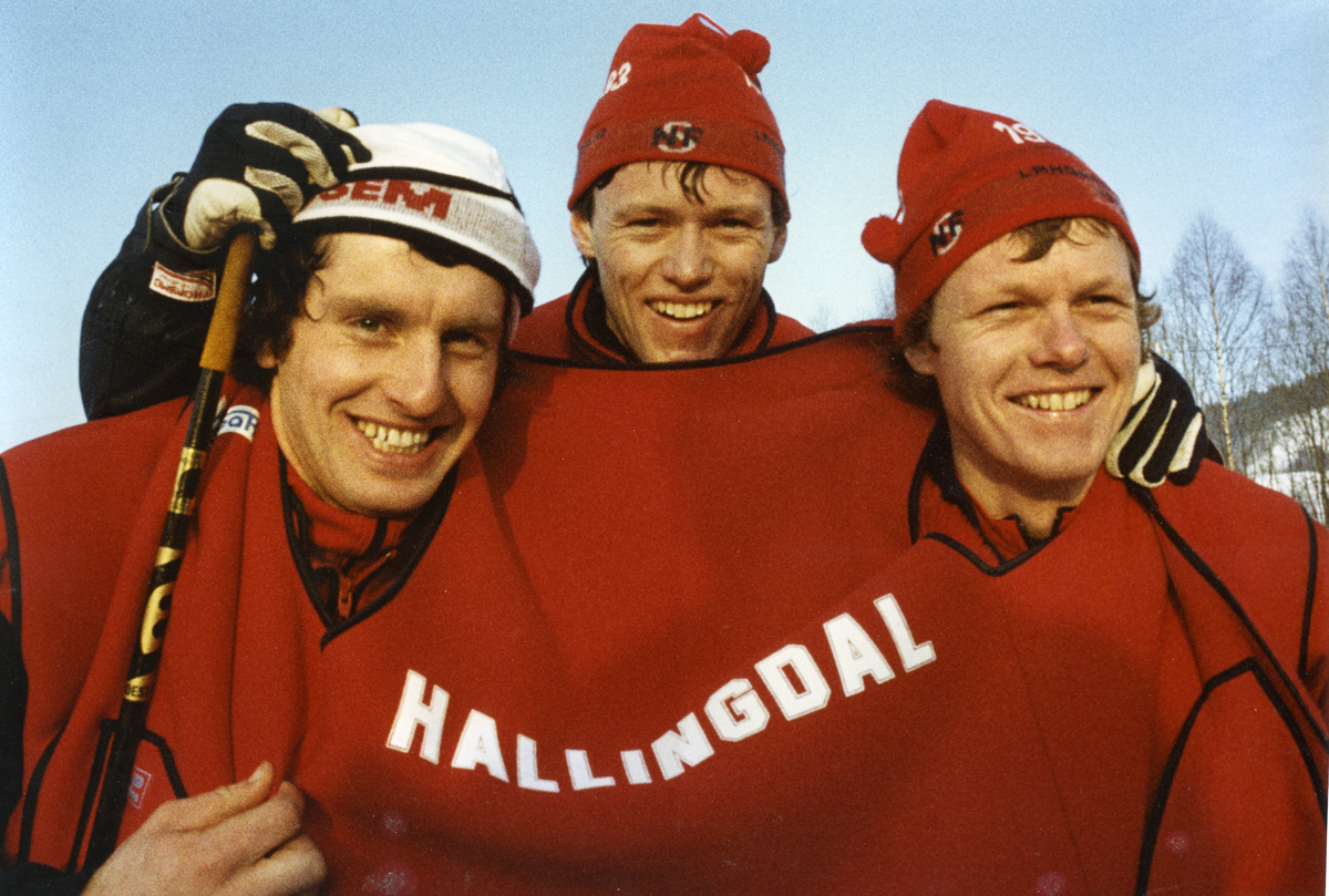 Brommas stafettlag. Gunnar Båsen, Pål Gunnar Mikkelsplass og Eilef Mikkelsplass
