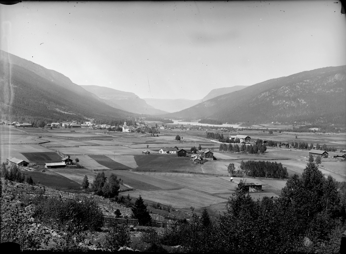 Landskap. Nesbyen sett fra Olsenbråten mot nord.
