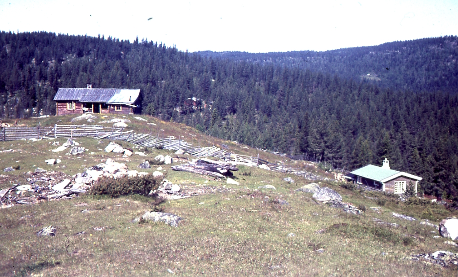 Nystølen på 60-tallet. Sollie i bakgrunnen. Hytta til Alf Tyribakken t.h.
