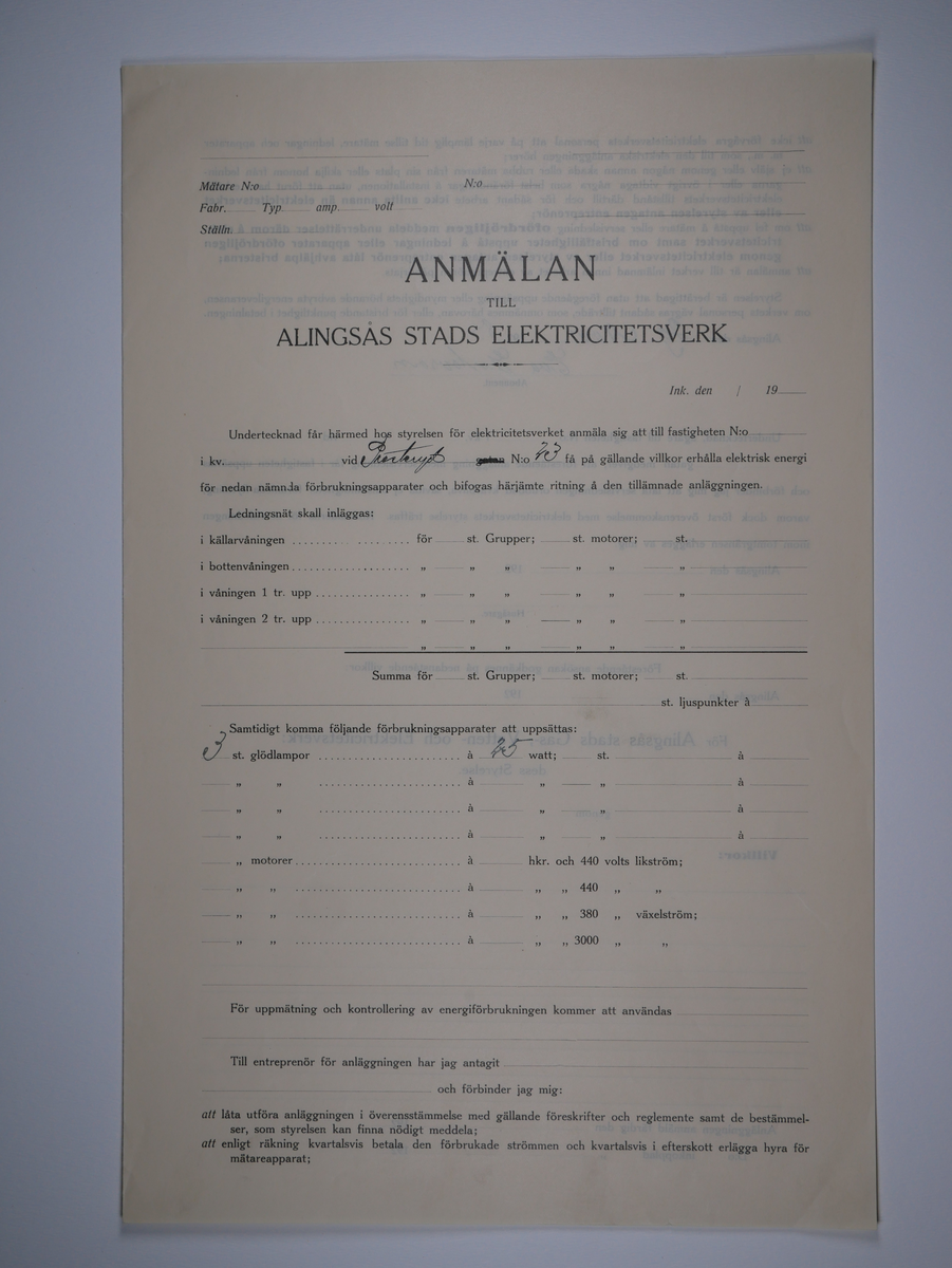 Alingsås Bomullsväveri AB

Bunt anmälningar till Alingsås stads elektricitetsverk, 1919 - 1938.

Gåva 1983-05 av Almedahls AB