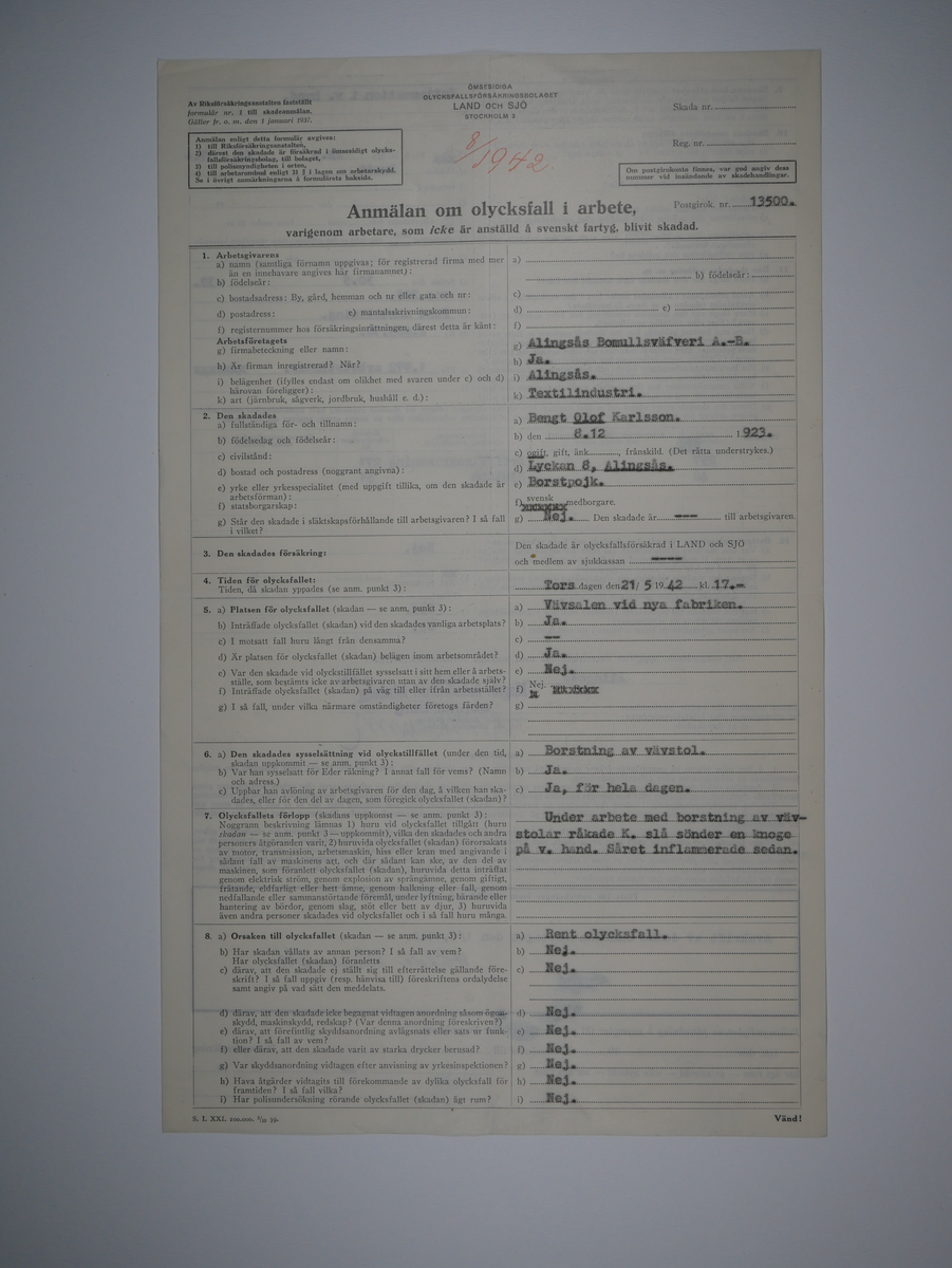 Alingsås Bomullsväveri AB

Bunt olycksfallsrapporter, 1938 -1943.

Gåva 1983-05 av Almedahls AB