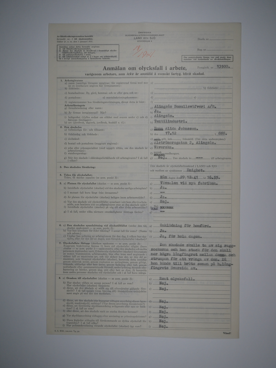 Alingsås Bomullsväveri AB

Bunt olycksfallsrapporter, 1938 -1943.

Gåva 1983-05 av Almedahls AB