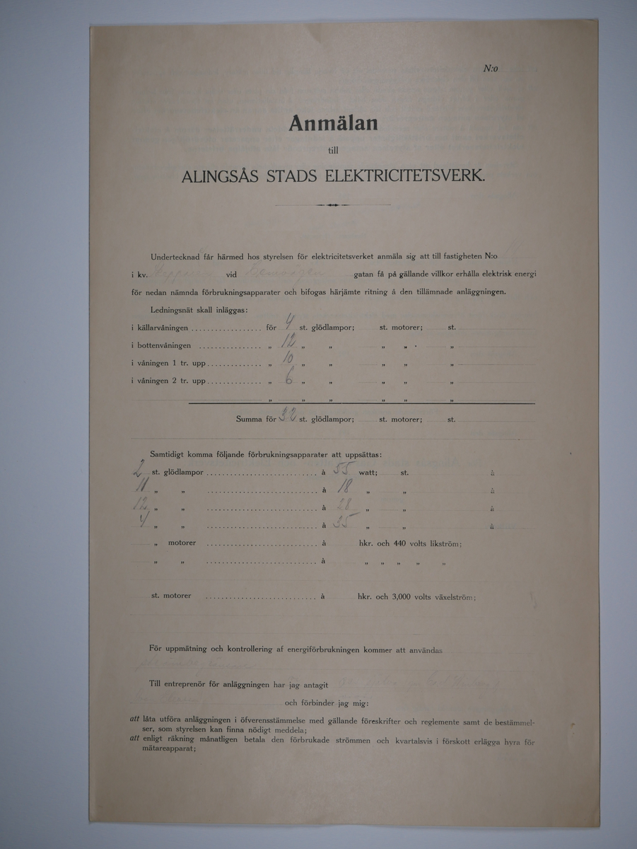 Alingsås Bomullsväveri AB

Bunt anmälningar till Alingsås stads elektricitetsverk, 1919 - 1938.

Gåva 1983-05 av Almedahls AB