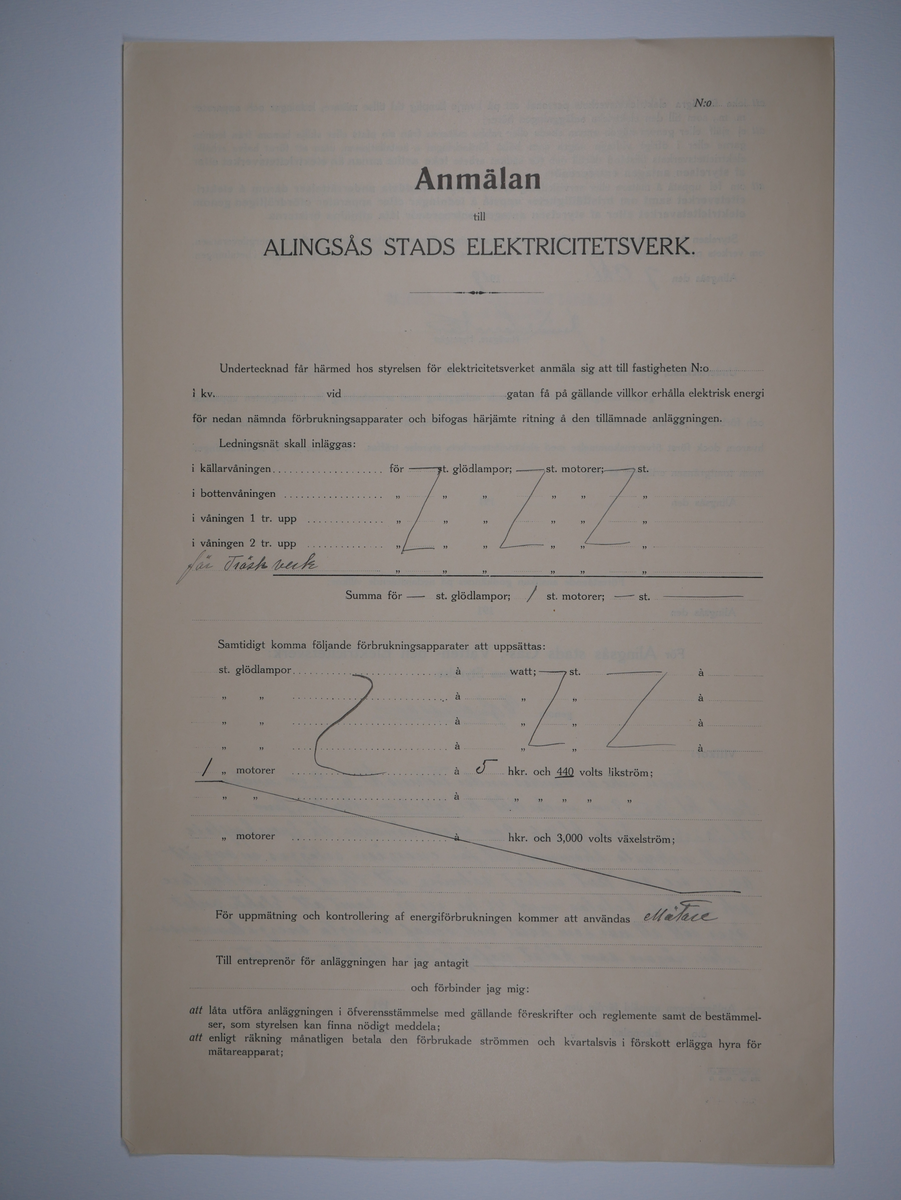 Alingsås Bomullsväveri AB

Bunt anmälningar till Alingsås stads elektricitetsverk, 1919 - 1938.

Gåva 1983-05 av Almedahls AB