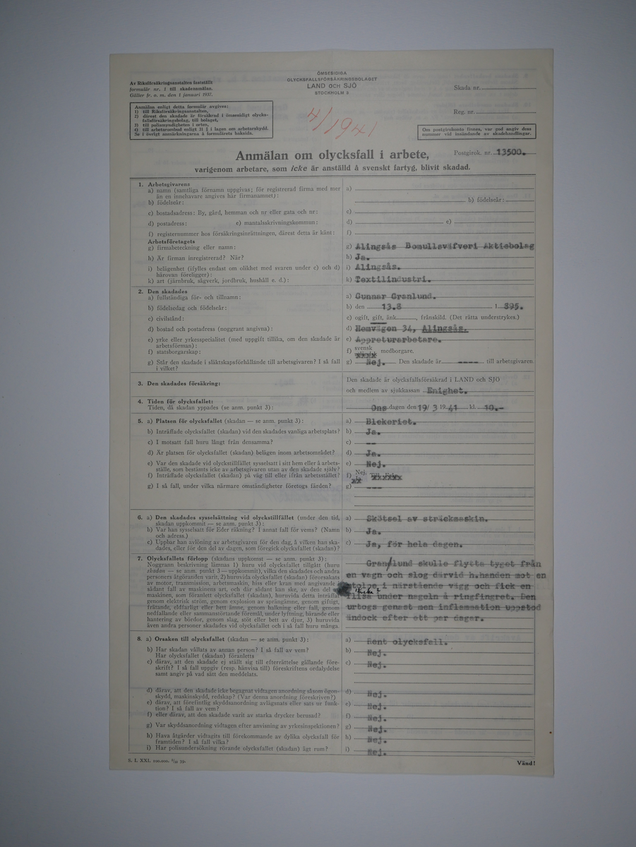 Alingsås Bomullsväveri AB

Bunt olycksfallsrapporter, 1938 -1943.

Gåva 1983-05 av Almedahls AB