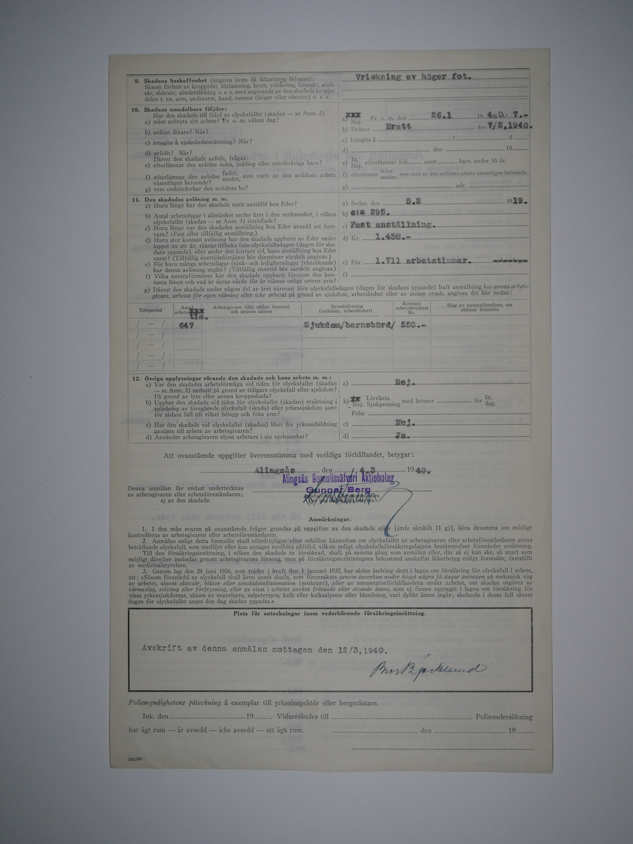 Alingsås Bomullsväveri AB

Bunt olycksfallsrapporter, 1938 -1943.

Gåva 1983-05 av Almedahls AB