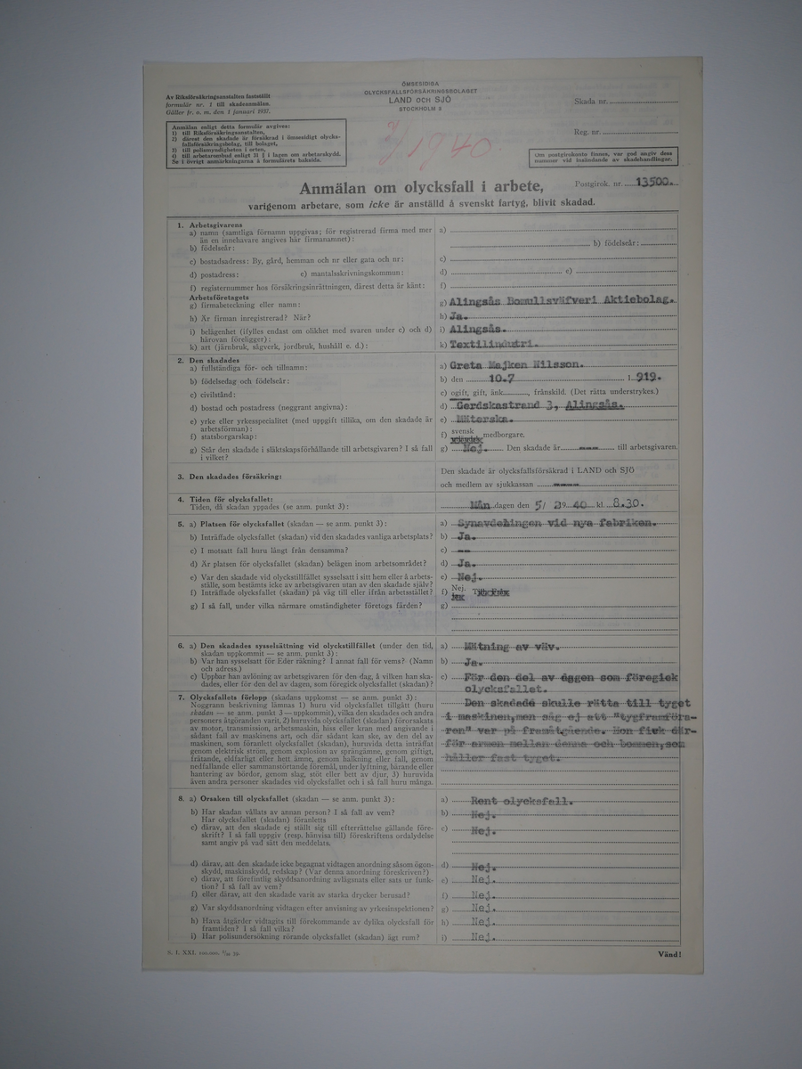 Alingsås Bomullsväveri AB

Bunt olycksfallsrapporter, 1938 -1943.

Gåva 1983-05 av Almedahls AB