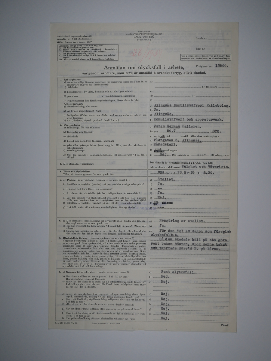 Alingsås Bomullsväveri AB

Bunt olycksfallsrapporter, 1938 -1943.

Gåva 1983-05 av Almedahls AB