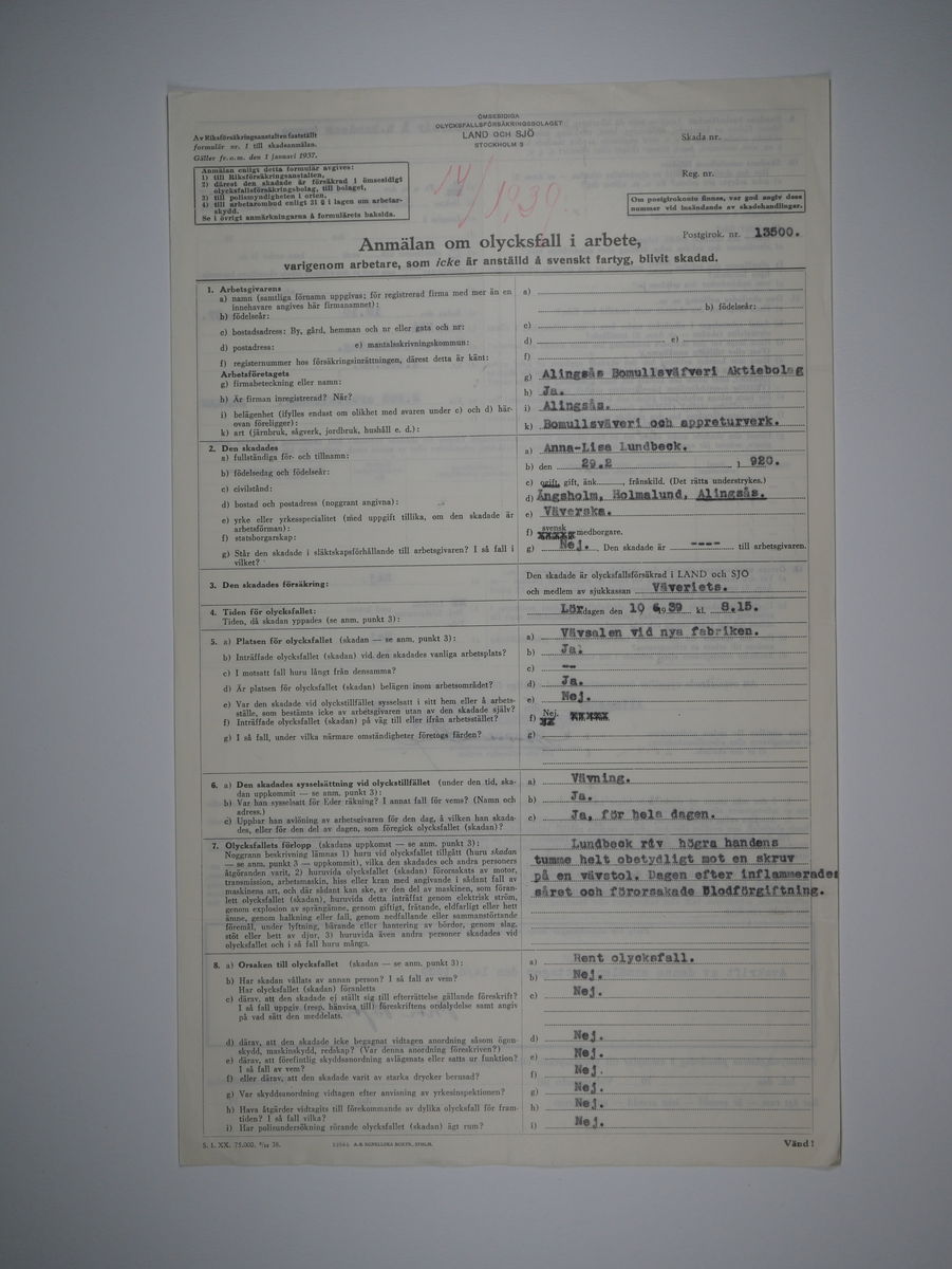 Alingsås Bomullsväveri AB

Bunt olycksfallsrapporter, 1938 -1943.

Gåva 1983-05 av Almedahls AB