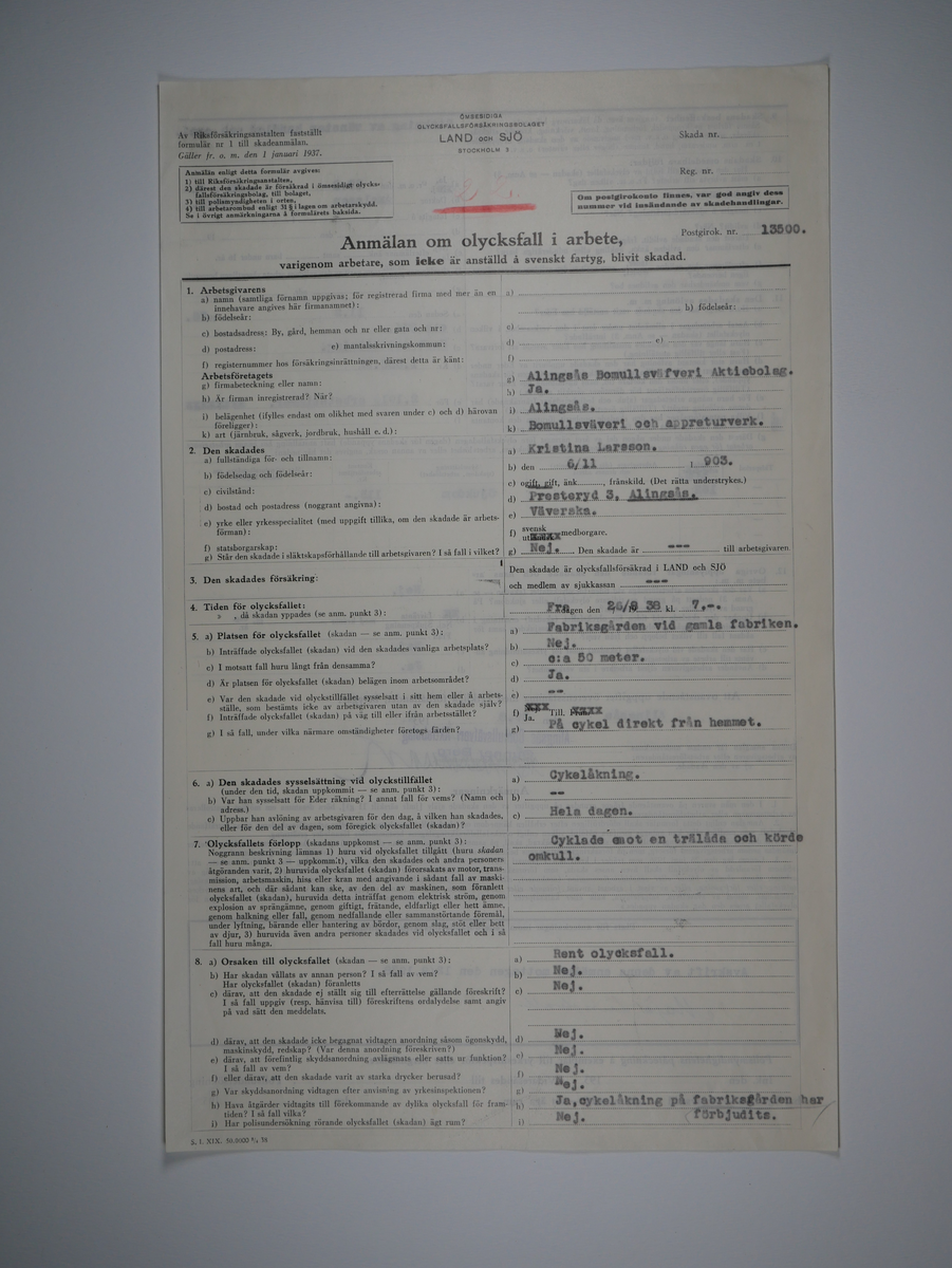 Alingsås Bomullsväveri AB

Bunt olycksfallsrapporter, 1938 -1943.

Gåva 1983-05 av Almedahls AB