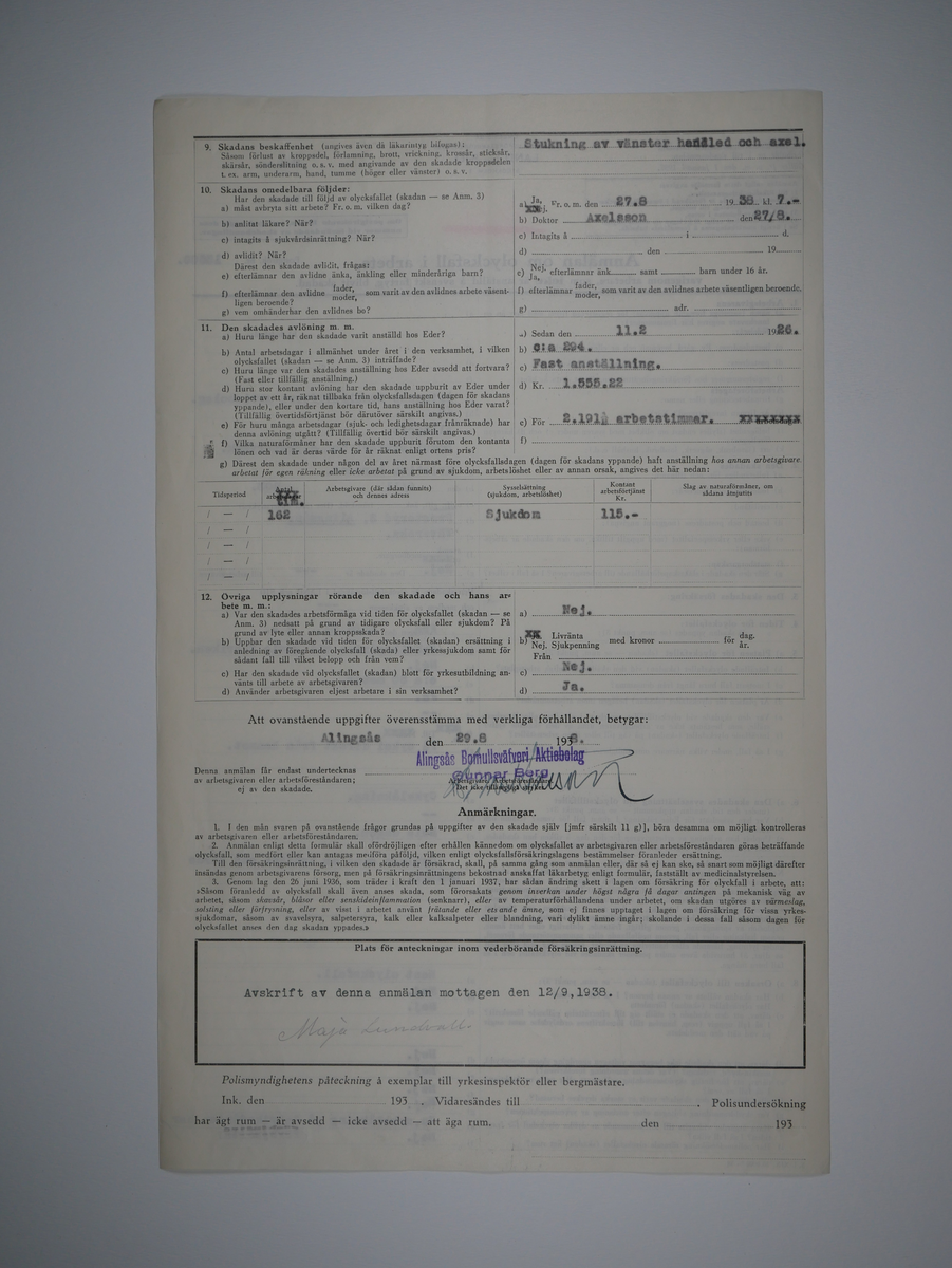 Alingsås Bomullsväveri AB

Bunt olycksfallsrapporter, 1938 -1943.

Gåva 1983-05 av Almedahls AB