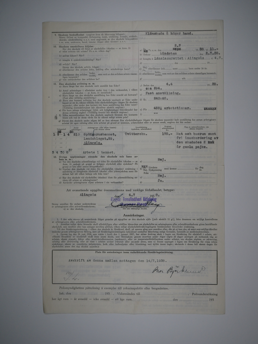 Alingsås Bomullsväveri AB

Bunt olycksfallsrapporter, 1938 -1943.

Gåva 1983-05 av Almedahls AB