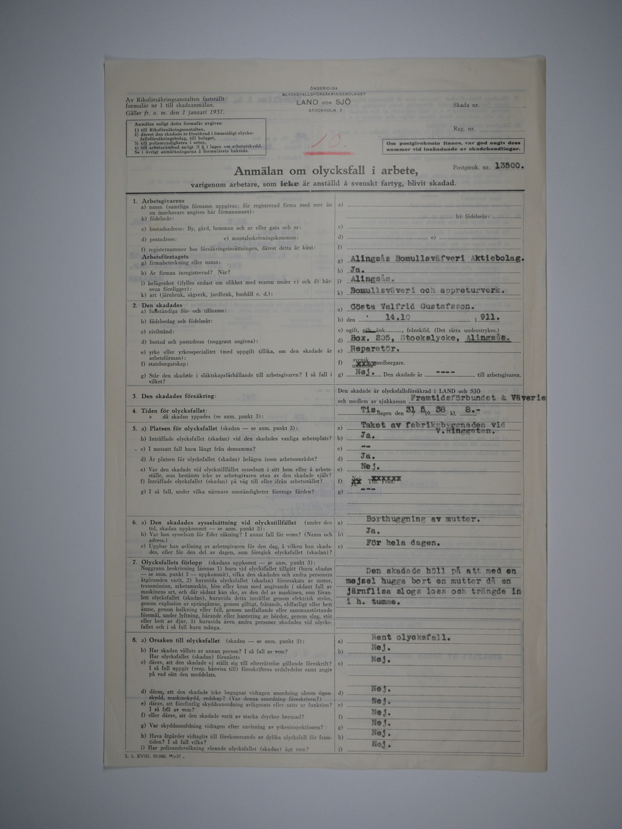 Alingsås Bomullsväveri AB

Bunt olycksfallsrapporter, 1938 -1943.

Gåva 1983-05 av Almedahls AB