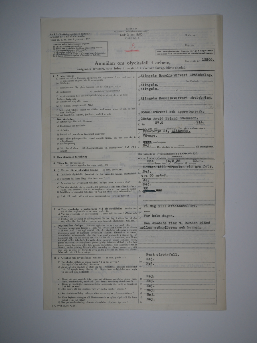 Alingsås Bomullsväveri AB

Bunt olycksfallsrapporter, 1938 -1943.

Gåva 1983-05 av Almedahls AB