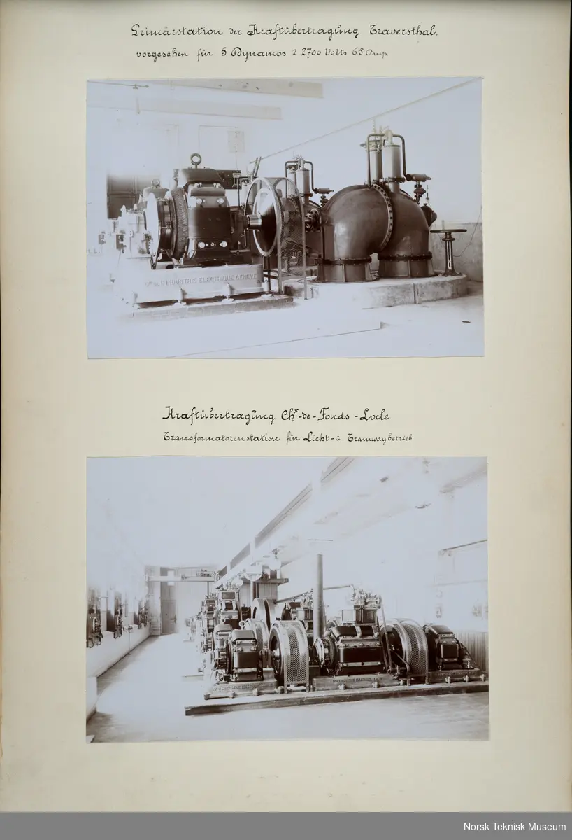 Fotoalbum med fotografier fra maskiner og anlegg knyttet til Companie de l'Industrie Electrique Geneve