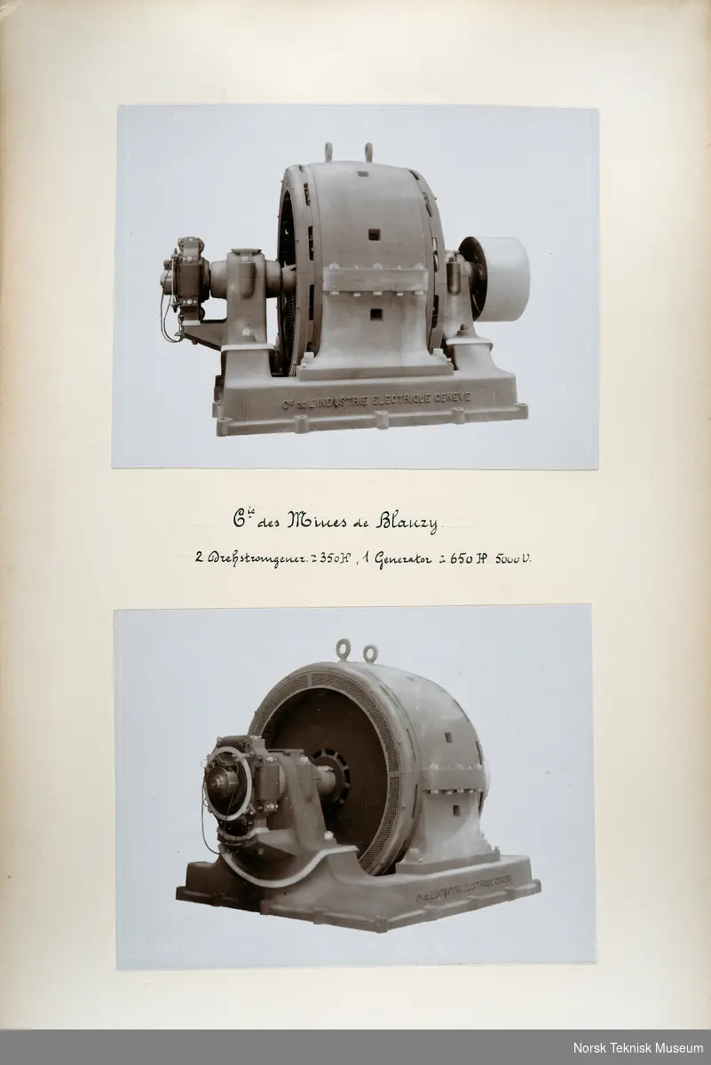 Fotoalbum med fotografier fra maskiner og anlegg knyttet til Companie de l'Industrie Electrique Geneve