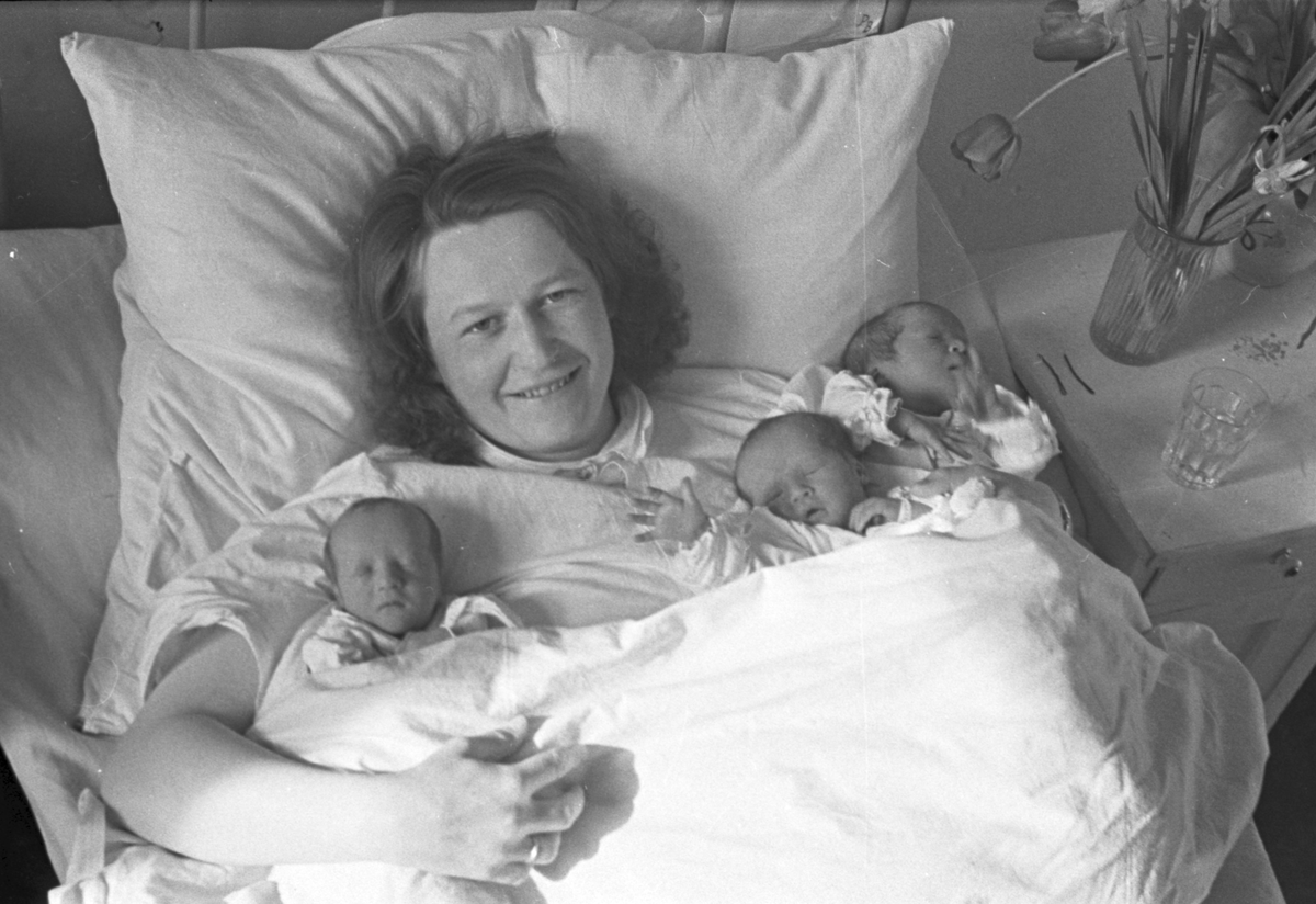 Mor med trillinger på E. C. Dahls stiftelse
