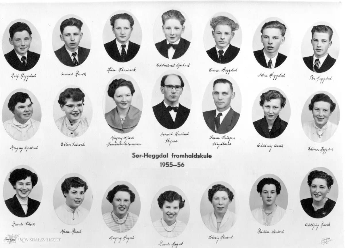 Framhaldskuleelevar 1957, Sør-Heggdal Framhaldskule 1955-56