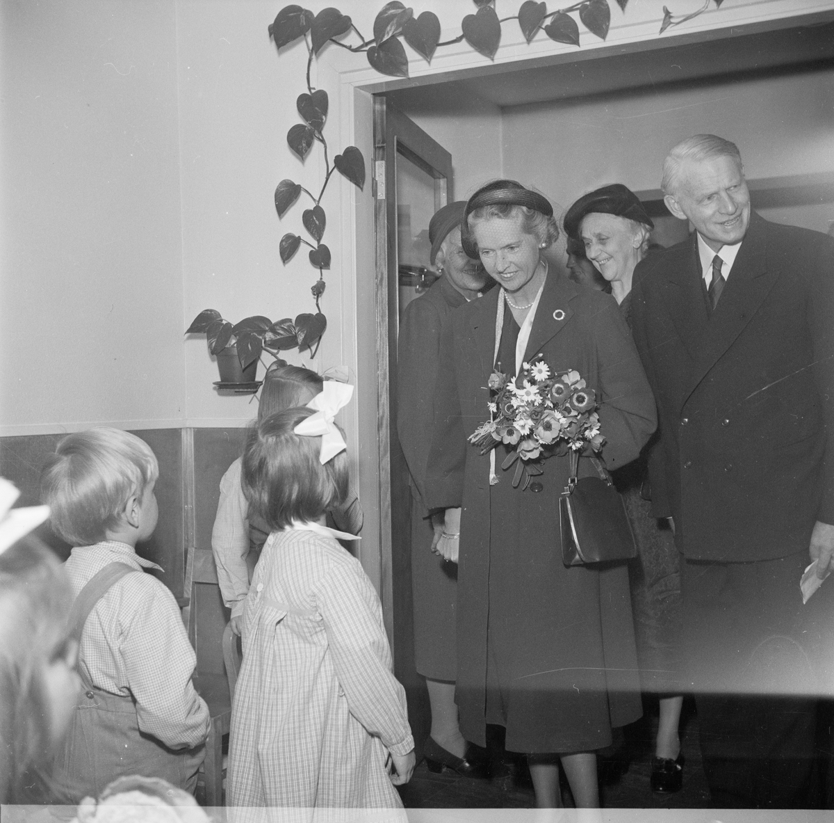 Akademiska sjukhuset, prinsessan Sibylla på besök, Uppsala 1952