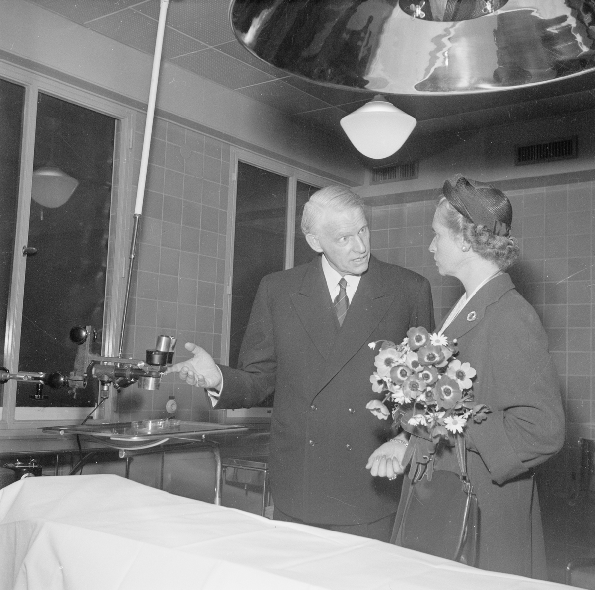 Akademiska sjukhuset, prinsessan Sibylla på besök, Uppsala 1952