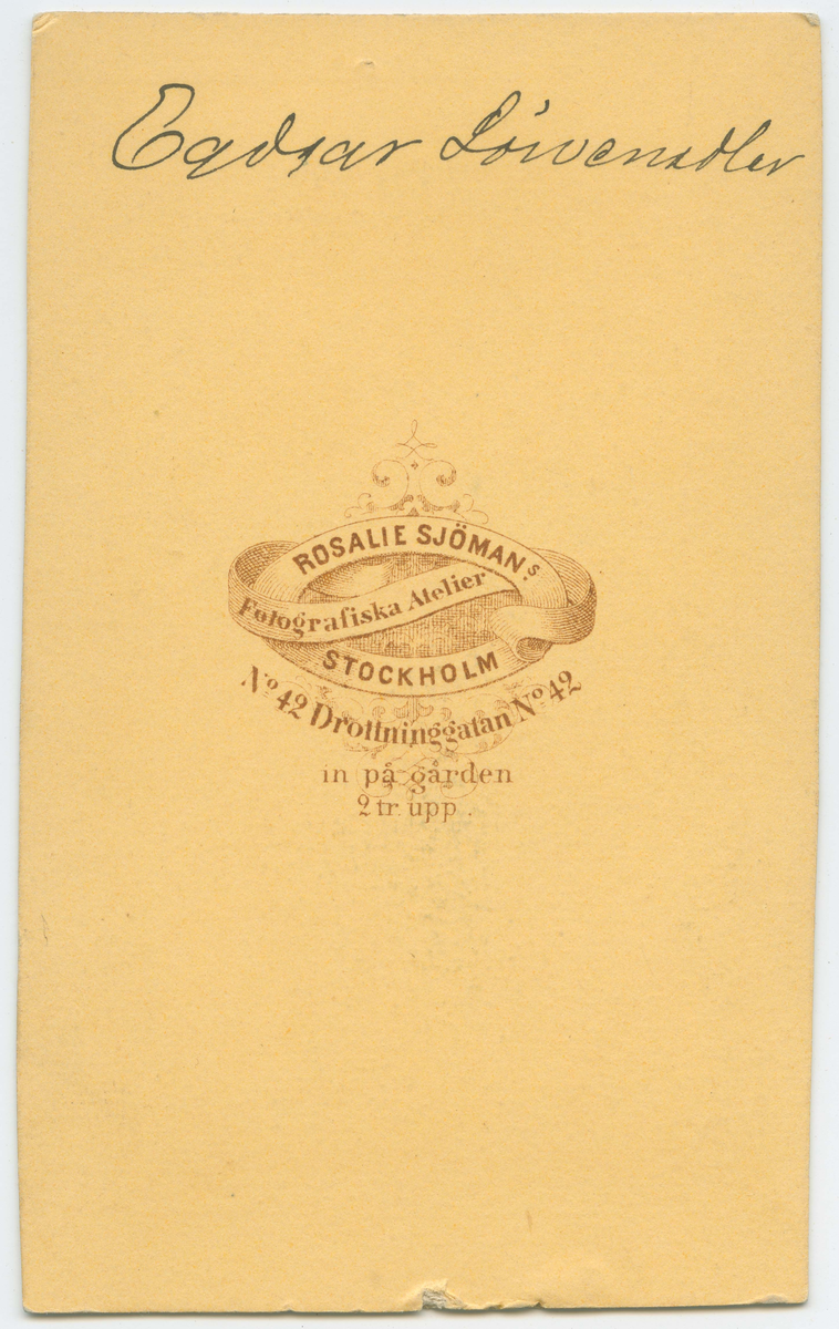 Porträtt på Löjtnant Edgar, Otto, Lage Löwenadler. född 17 augusti år 1855. Död 21 november år 1888.