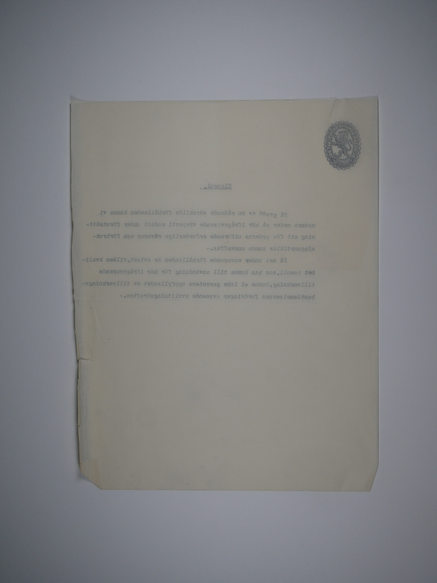 Alingsås Bomullsväveri AB

Handlingar som rör leveranskontrakt.
Kontrakt med bland annat Arméns centrala beklädnadsverkstad och Svenska landstingsförbundet.

Cirka 1930- och 1940tal.

Gåva 1983-05 av Almedahls AB