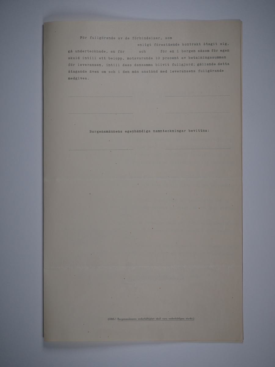 Alingsås Bomullsväveri AB

Handlingar som rör leveranskontrakt.
Kontrakt med bland annat Arméns centrala beklädnadsverkstad och Svenska landstingsförbundet.

Cirka 1930- och 1940tal.

Gåva 1983-05 av Almedahls AB