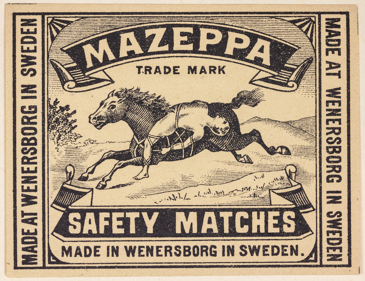 Etiketten tillhör en samling insatta i ett album med 478 st. tändsticksetiketter, Huvudsakligen från Vänersborgs Tändsticksfabrik, vilken hade tillverkning åren 1848-1932.

11 st av etiketterna härrör från Ellbo Tändsticksfabrik, Lilla Edet, med tillverkning åren 1867 -1895.

Säljaren av etiketterna har varit samlare och har ingen direkt anknytning till tändsticksfabrikerna. Länsmuseet inköpte etiketterna då de utgör ett intressant källmaterial till vetskap om en för länet och landet viktig industri. I köpet ingick även tre askar, där en var fylld med tändstickor och en annan saknade etikett.
