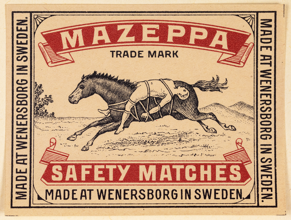 Etiketten tillhör en samling insatta i ett album med 478 st. tändsticksetiketter, Huvudsakligen från Vänersborgs Tändsticksfabrik, vilken hade tillverkning åren 1848-1932.

11 st av etiketterna härrör från Ellbo Tändsticksfabrik, Lilla Edet, med tillverkning åren 1867 -1895.

Säljaren av etiketterna har varit samlare och har ingen direkt anknytning till tändsticksfabrikerna. Länsmuseet inköpte etiketterna då de utgör ett intressant källmaterial till vetskap om en för länet och landet viktig industri. I köpet ingick även tre askar, där en var fylld med tändstickor och en annan saknade etikett.
