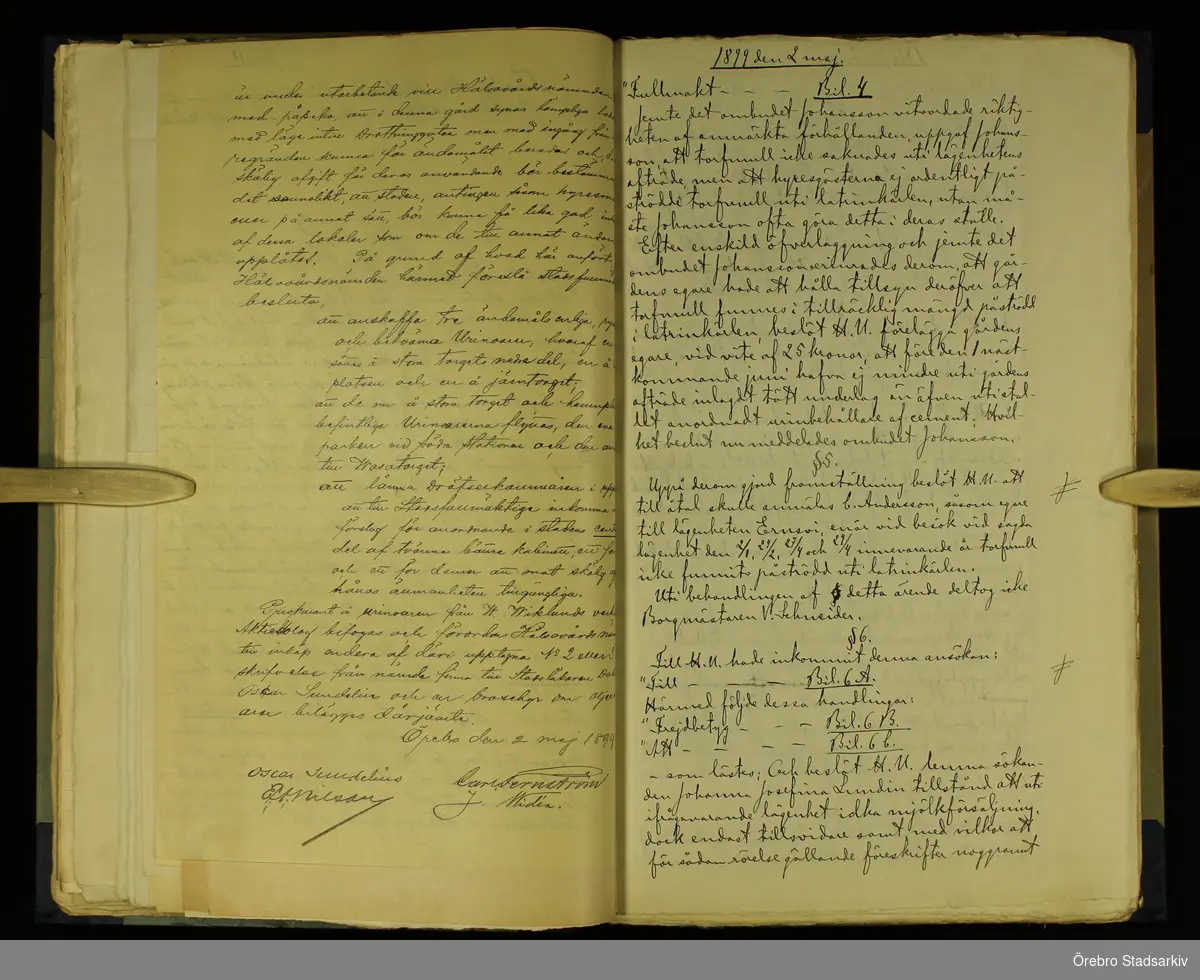 Örebro stad Hälsovårdsnämnden, 1899. Protokoll, bilaga 12, § 5, 6