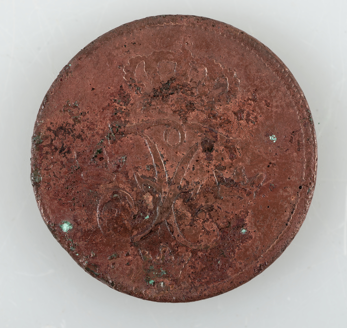 Mynt. 1 öre SM 1736 (Fredrik I). Präglat i Avesta.