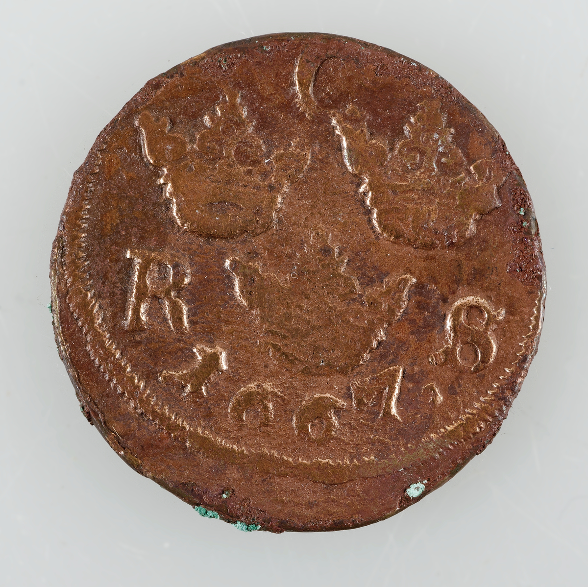 Mynt. 1/6 öre SM 1667 (Karl XI). Präglat i Avesta.