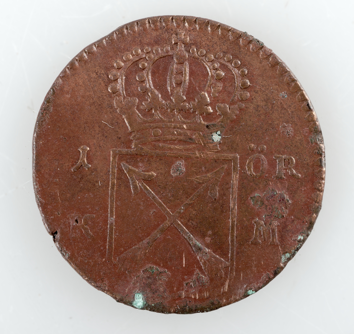 Mynt. 1 öre KM 1719 (Ulrika Eleonora). Präglat i Stockholm.