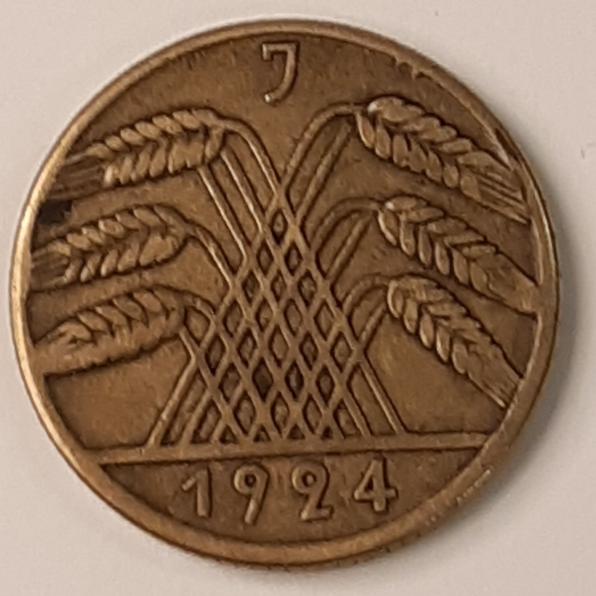 Tyskt silvermynt, 5 pfennig från 1914.