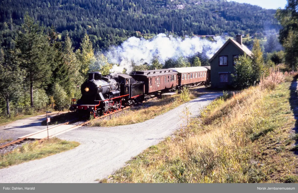 Damplokomotiv 24b nr. 236 med veterantog på Laugi holdeplass på ...