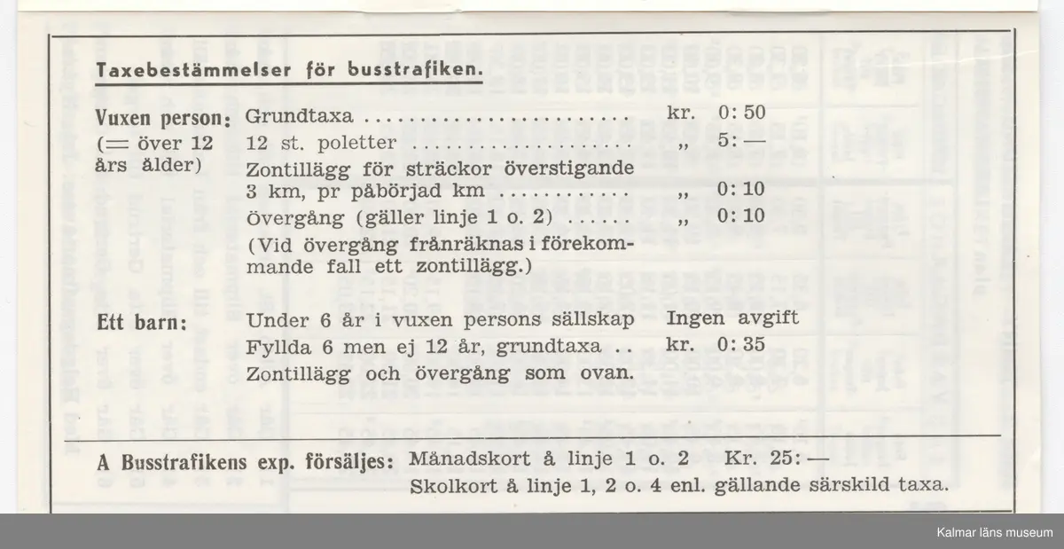 KLM 46738:14. Tidtabell, Turlista. Tryckt busstidtabell av papper, svart text på vitt papper. Häfte med flera sidor. Tabeller med destination, dagar, tider samt hållplater. I häftet finns också reklam för olika verksamheter i Västervik. Titel: VINTERTURLISTA för Västerviks busstrafik.