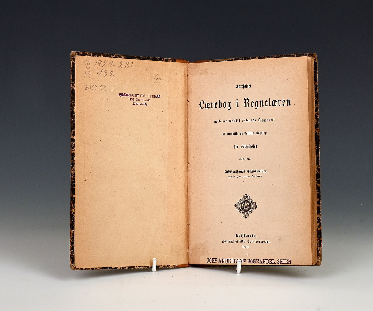 Prot: Kortfattet Lærebog i Regnelærem etc. Udgivet fra Kristiansands Stiftsseminar ved G. Halvorsen, Overlærer. Kristiania 1879. 151 s.