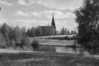 Venjans kyrka 1948, Venjan, Mora. Läs mer om Venjans kyrka i boken: Dalarnas kyrkor i ord och bild.