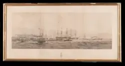 The Naval rewiew at Spithead. Her Majesty the queen leading 