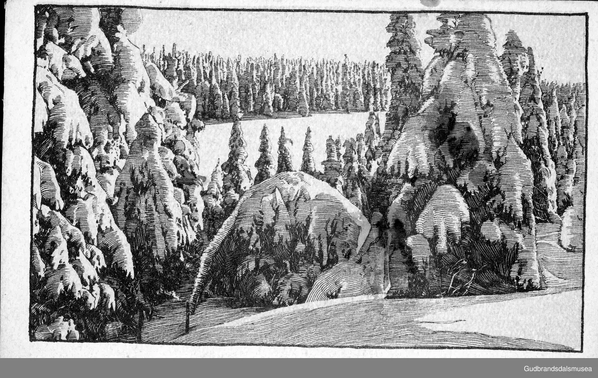 Postkort til Ivar Sande, fra Eldrid. Vintermotiv

Innlånt album fra Knut Raastad, Sande (Nordherad), Vågå. Første eier; Ingrid Raastad 1920-1974