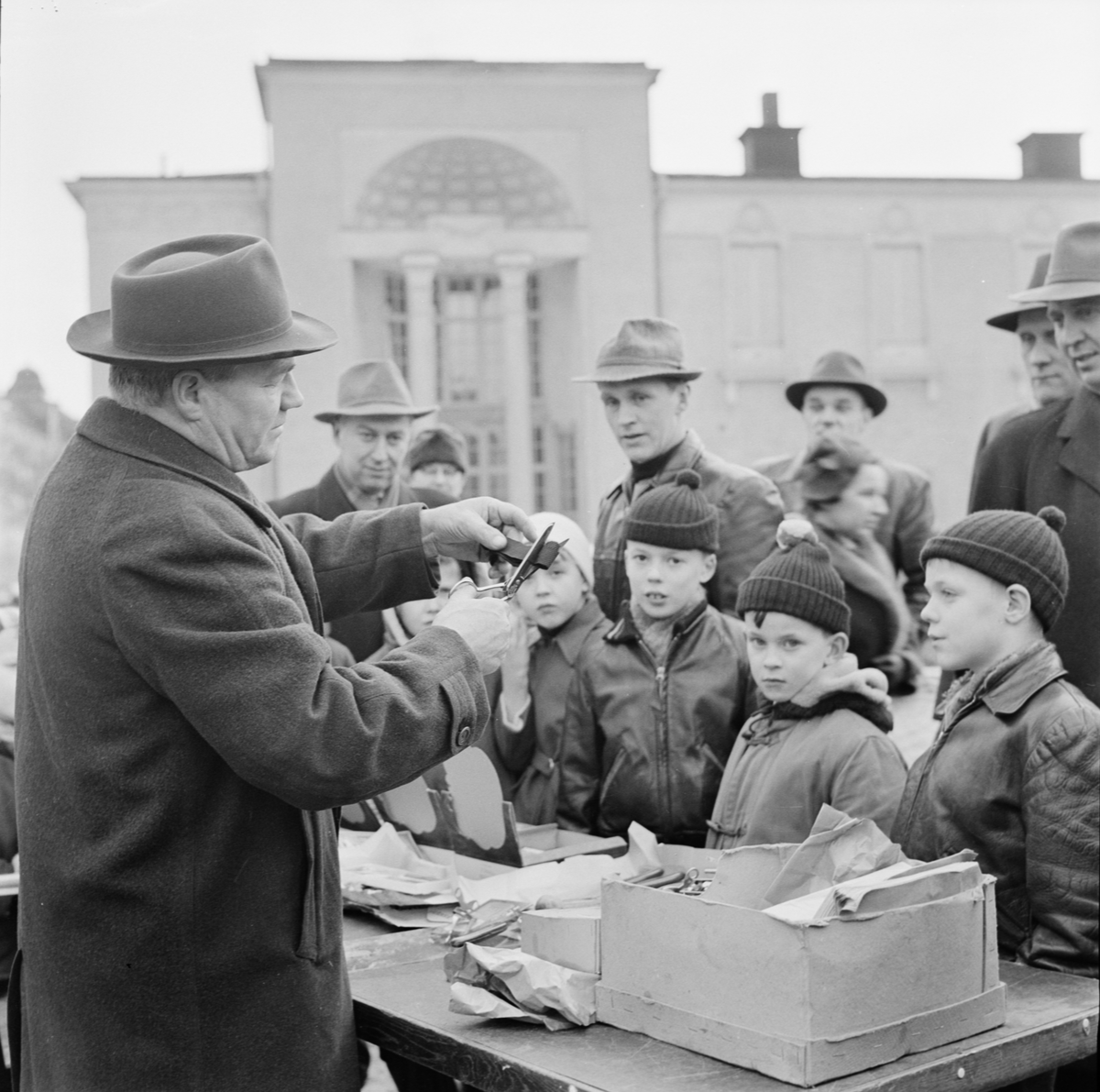 Distingsmarknad, Vaksala torg, Uppsala februari 1957