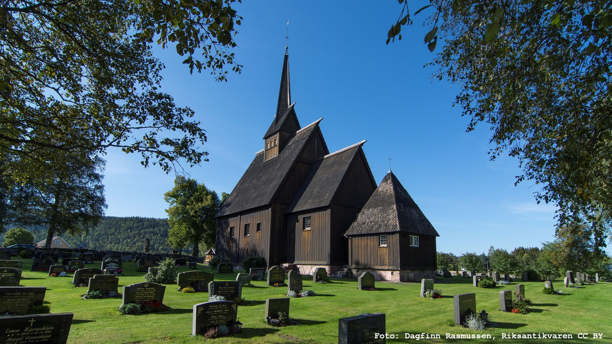 Stavkirke, oppført ca år 1150.