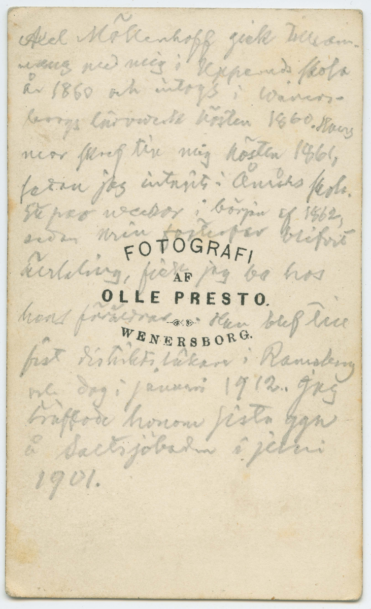 Porträtt på Distriktsläkare i Ramsberg Axel Möllenhoff. Född år 1850 och död 1912.