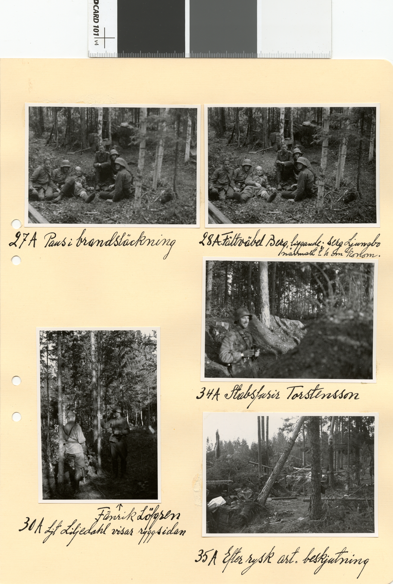 Text i fotoalbum: "Fältväbel Berg, liggande serg. Ljunbo.".