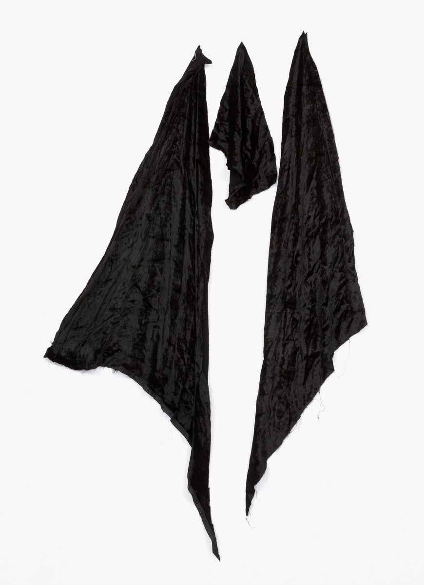 Klänning, svart, av spets med ärmar och övrig garnering av sammet. Tillhört Selma Lagerlöf.

Från Selma Lagerlöfs hem i Falun.