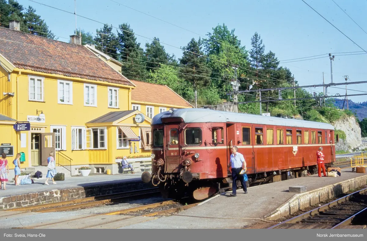 Dieselmotorvogn BM 86 12 på Neslandsvatn stasjon