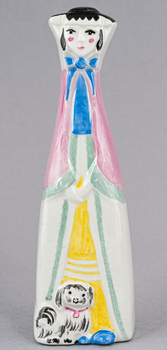 Figur, Drottning, formgiven av Dorothy Clough 1955, producerad av Gefle Porslin. Kan grupperas med två andra figurer av Clough från samma år; Kung och Prins.