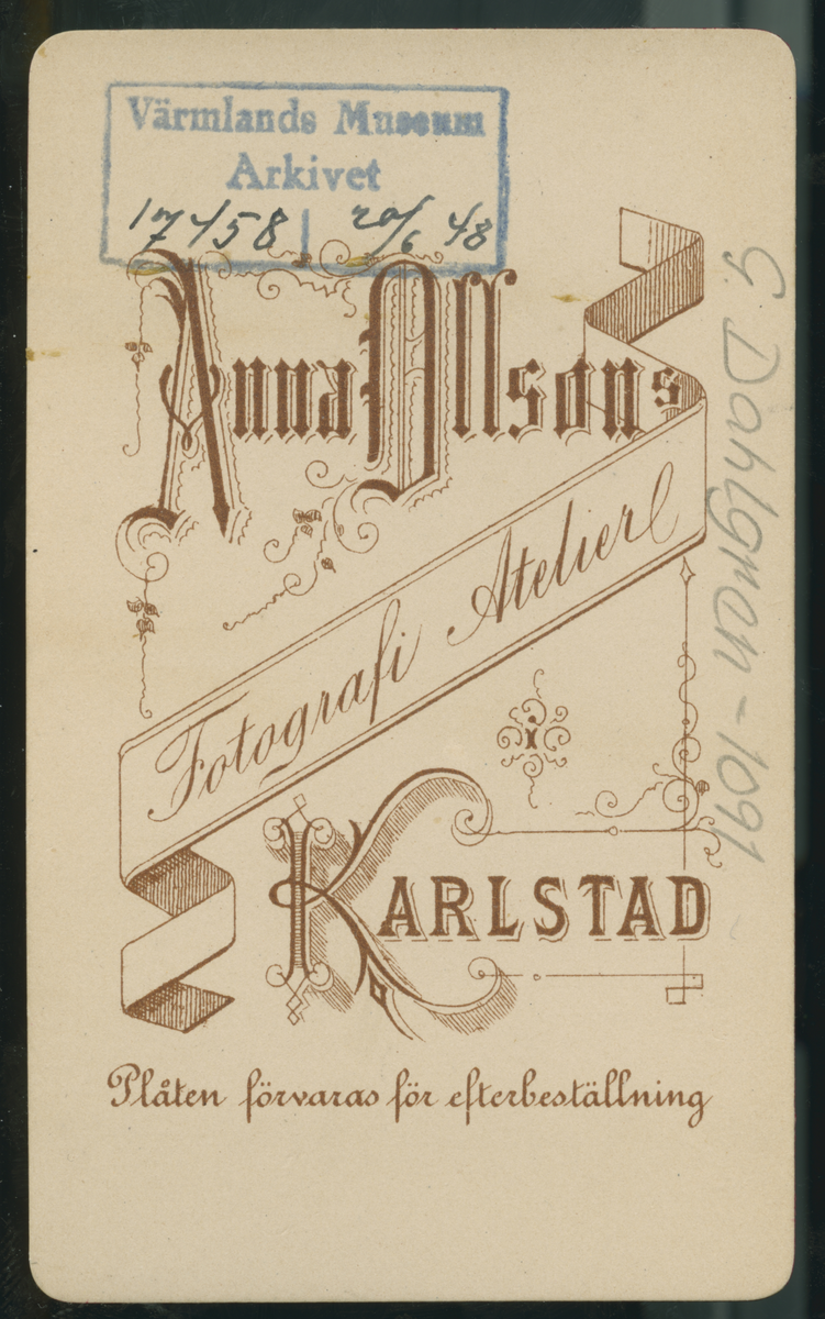 På kuvertet står följande information sammanställd vid museets första genomgång av materialet: Gruvdisp B. Erik Dahlgren