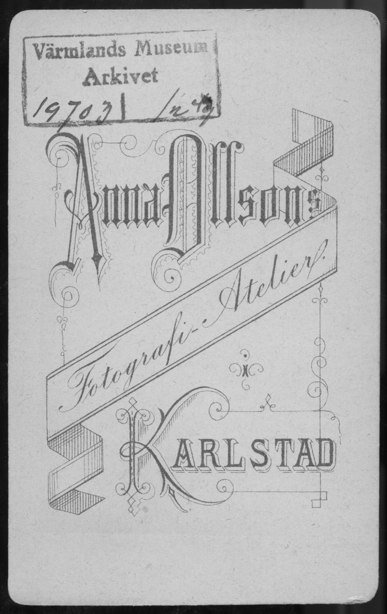 På kuvertet står följande information sammanställd vid museets första genomgång av materialet: Ingenjör Alfred Dahlgren