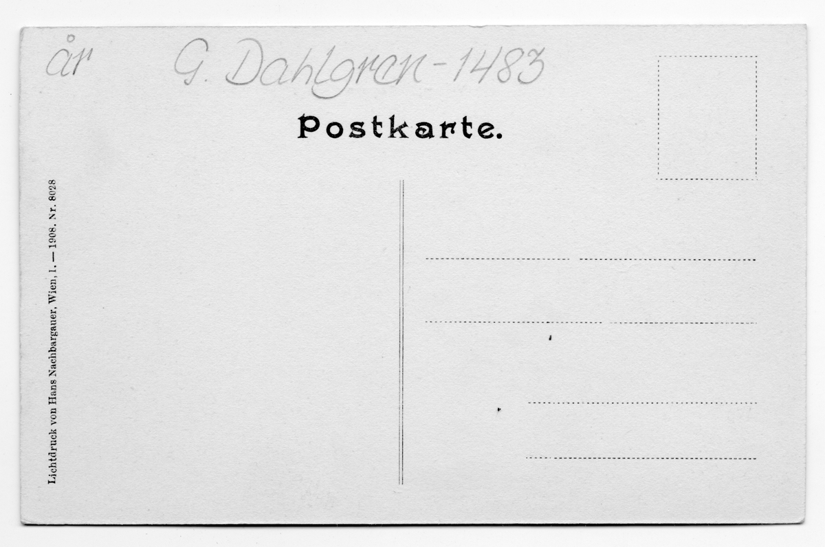 På kuvertet står följande information sammanställd vid museets första genomgång av materialet: Rathaus-Idylle.